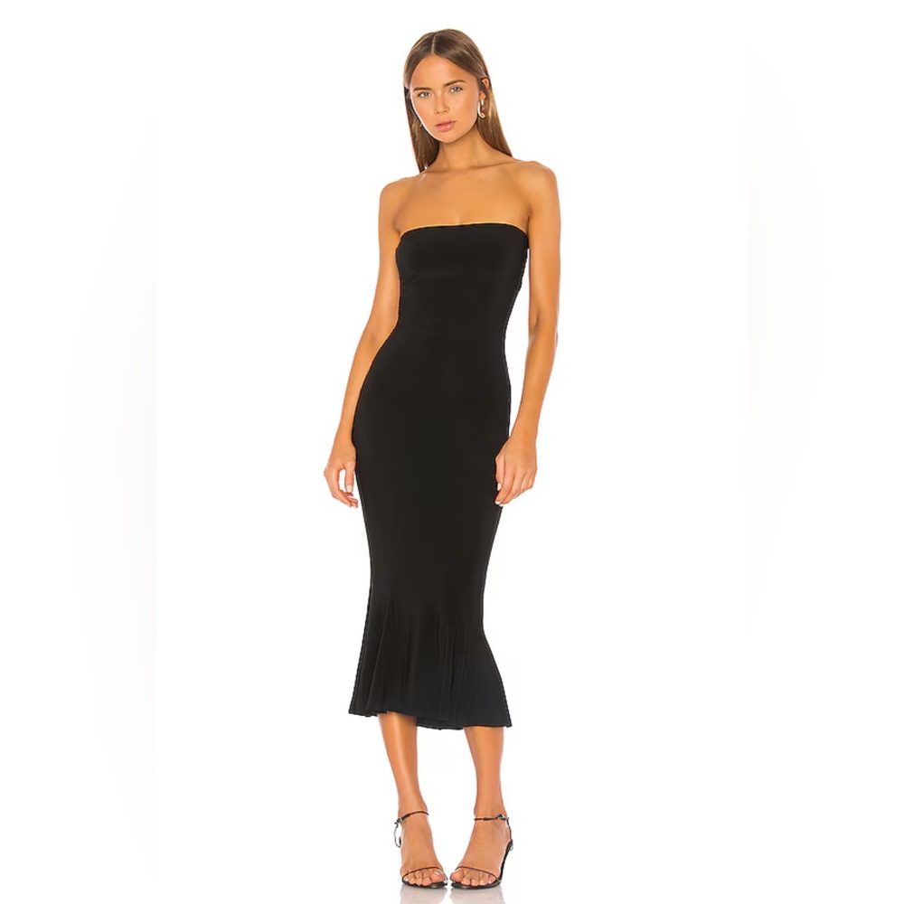 Norma Kamali Strapless Fishtail Dress in Black NWT